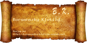 Borsenszky Klotild névjegykártya